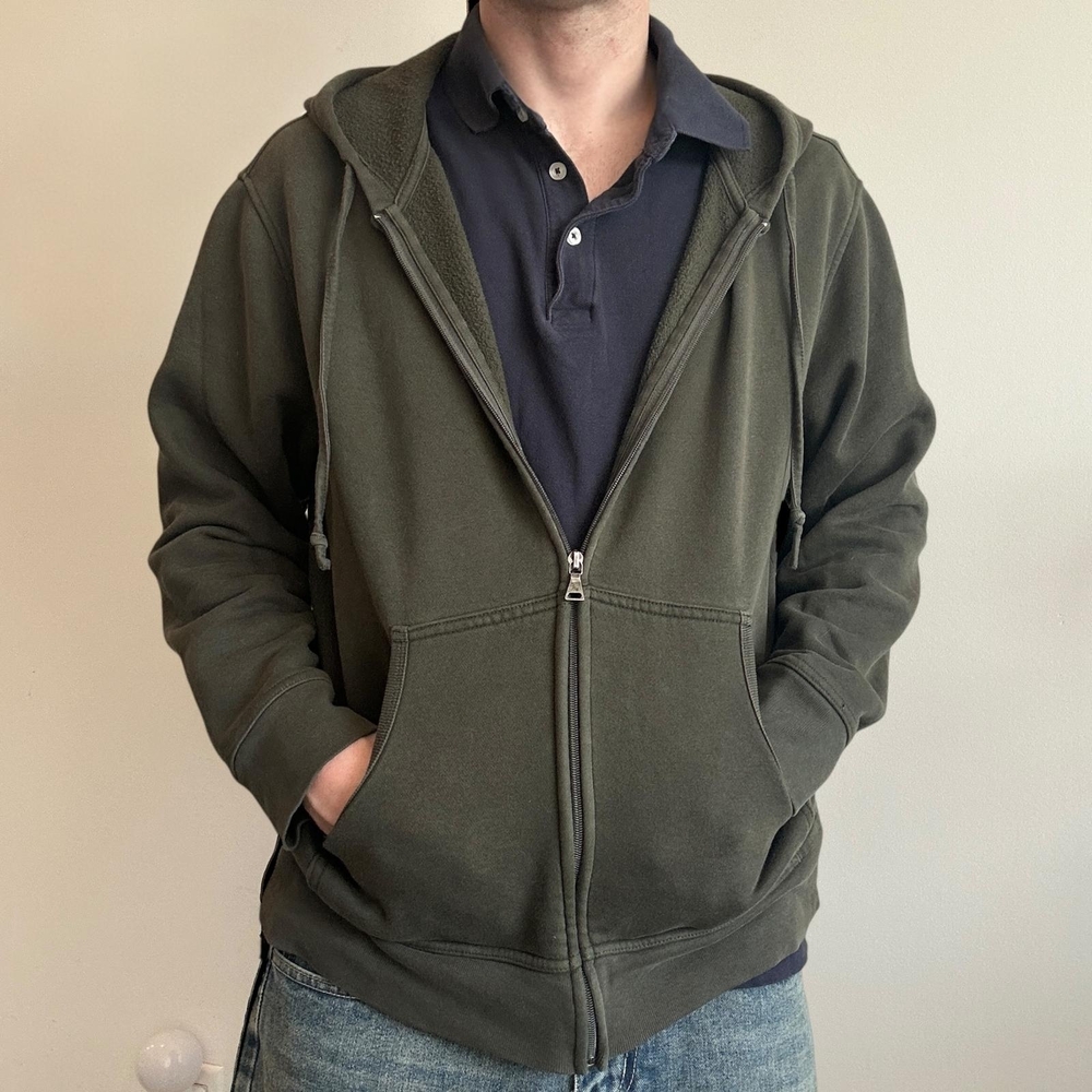 St. John's Bay Men's Dark Green Zip-Up Sweater
